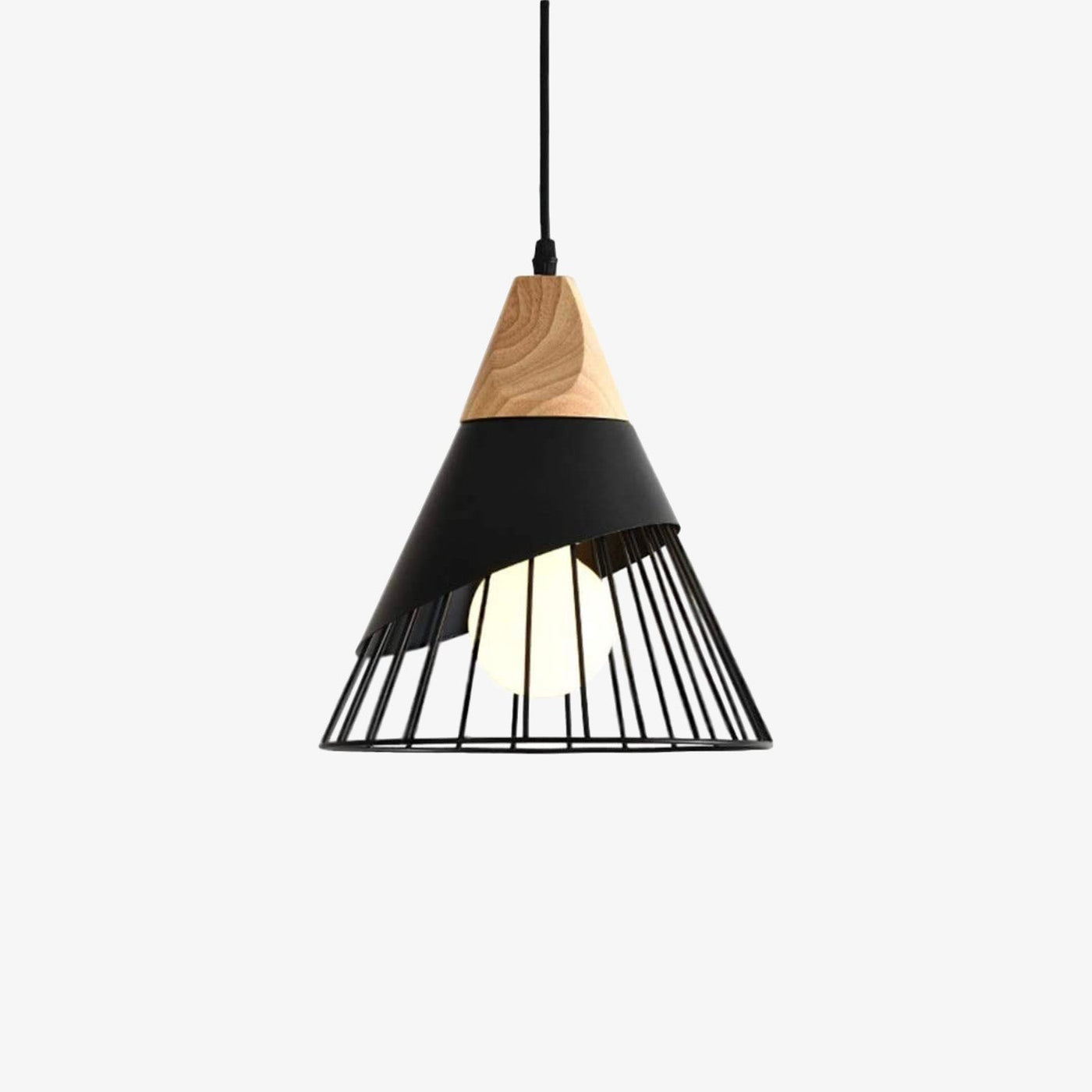  Suspension Bois Naturel Design Cage Noir – Rylia